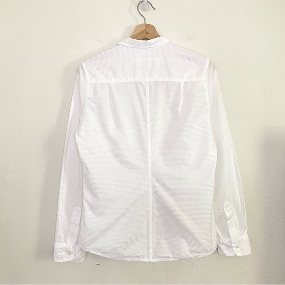 Frank & Eileen Barry Tailored Button Up Shirt Textured Tonal Stripe White Medium - Picture 6 of 16